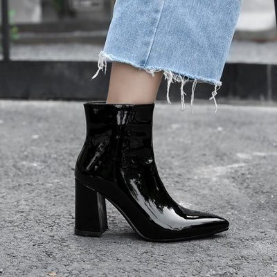 Botas Cortas Talla Grande con Tacón Grueso en Oro y Plata - Image 7
