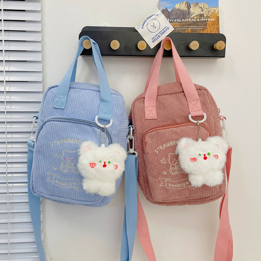 Bolso de Hombro Corduroy Soft Girl - Diseño Adorable y Funcional - Image 9