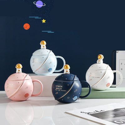 Taza Cerámica Astronauta con Tapa y Cuchara - Diseño Planeta - Image 24
