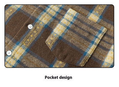 Camisa de Franela a Cuadros para Hombre - Abrigo Casual Grueso Talla Grande Otoño Invierno - Image 18