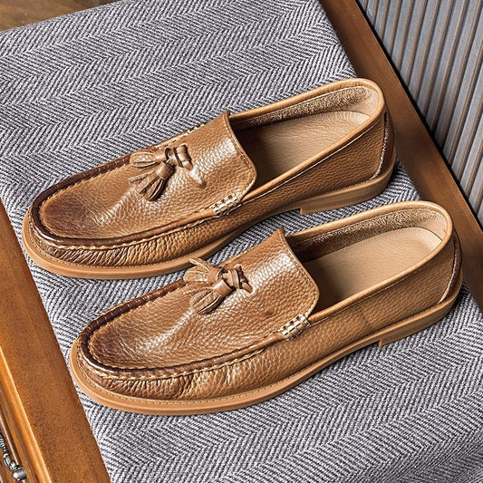 Zapatos de Cuero Genuino Estilo Inglés Transpirables para Hombre