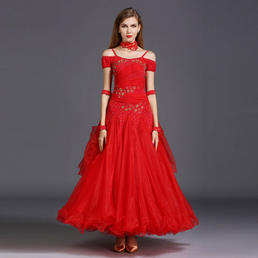 Vestido de Danza Moderno Ajustado con Strass y Mangas Cortas - Image 15