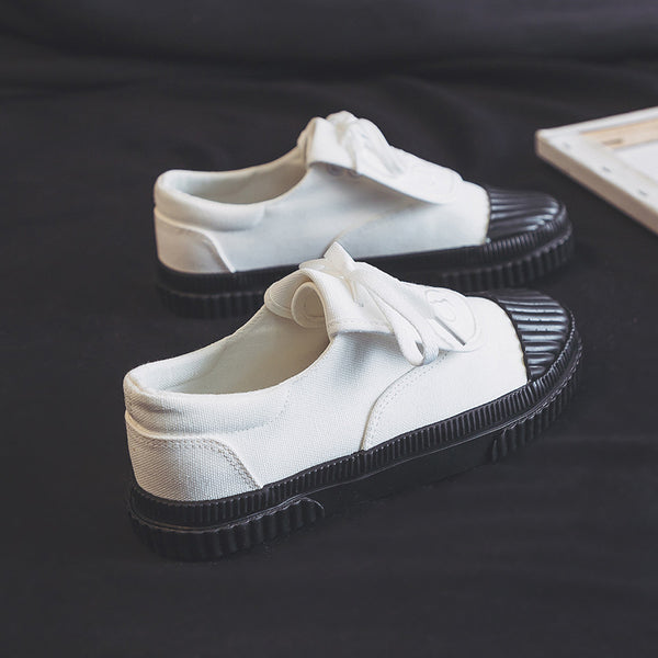 Zapatillas Blancas Minimalistas de Lona Coreana para Mujer - Image 5