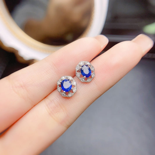 Aretes de Zafiro Natural para Mujer