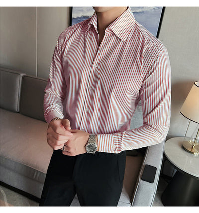 Camisa de Vestir Hombre Talla Grande a Rayas sin Planchado - Image 18