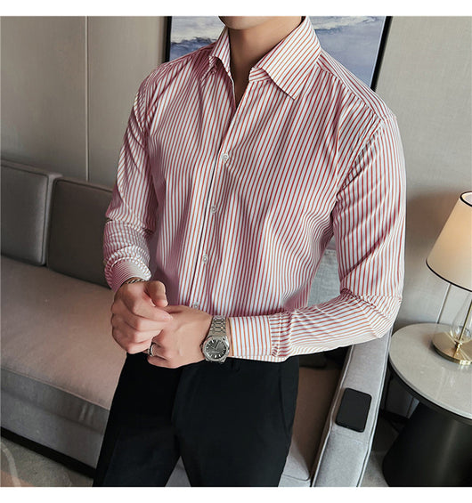 Camisa de Vestir Hombre Talla Grande a Rayas sin Planchado - Image 18