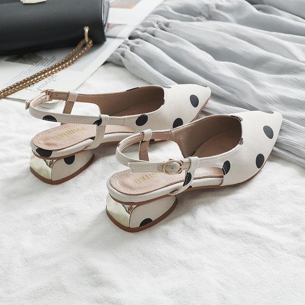 Sandalias Baotou con Tacón Grueso Estilo Hada - Punta Afilada y Hebilla Ajustable