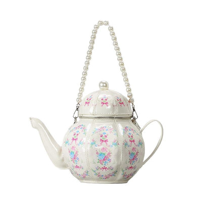 Bolso Vintage con Cadena de Perlas y Estampado Floral Retro - Image 4