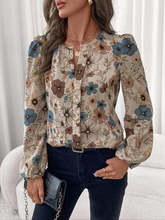 Blusa Elegante con Cuello Camisero y Estampado Floral - Image 11