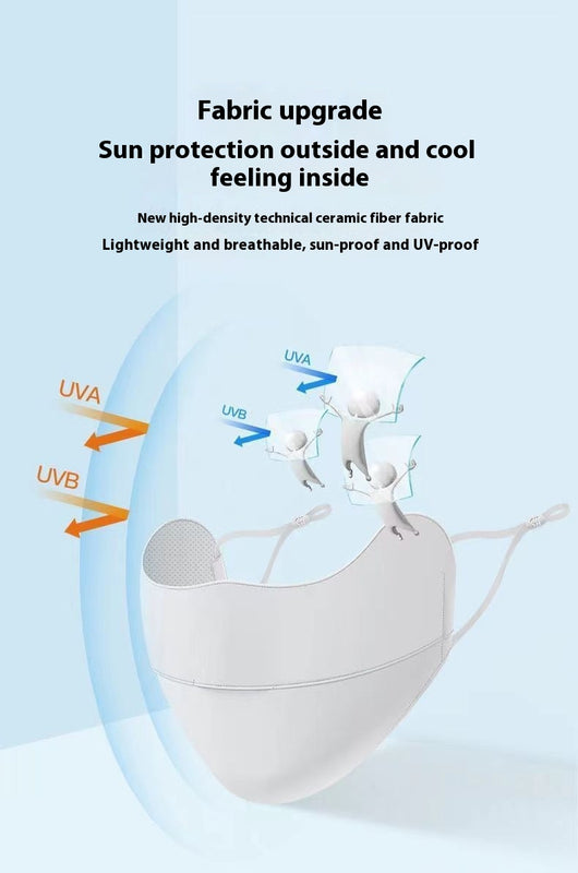 Light pink ice silk sun protection mask with ear loops and neck coverage, featuring small ventilation holes. - Image 68