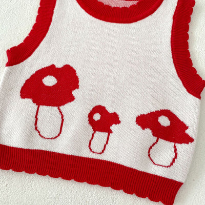 Chaleco Tejido de Algodón para Niños con Diseño Jacquard Setas - Image 16