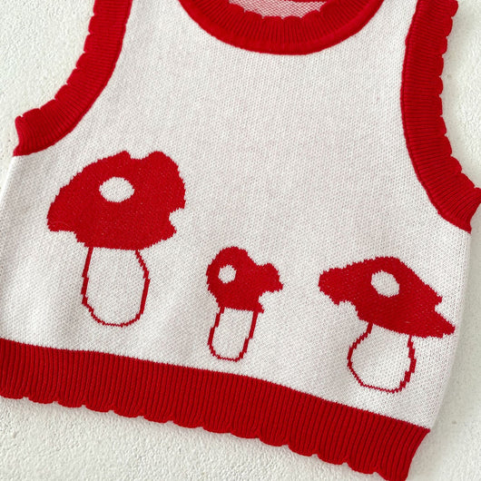 Chaleco Tejido de Algodón para Niños con Diseño Jacquard Setas - Image 16