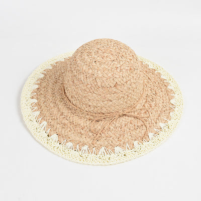 Sombrero de Rafia con Ala Ancha y Protección Solar con Ajuste de Color - Image 3