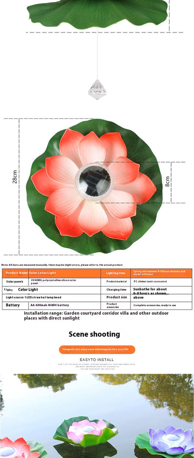 Lámpara Solar Flotante Loto Acuática Impermeable para Estanques - Image 11