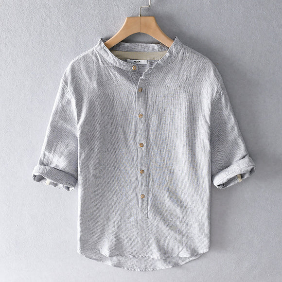Camisa Suelta de Solapa Ancha para Hombre - Comodidad Estival