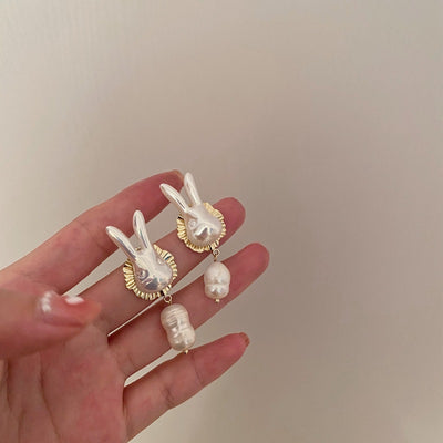 Pendientes de Conejito con Perla Barroca y Plata de Ley 925