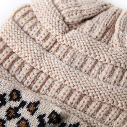Gorro Tejido para Mujer Estampado Leopardo - Abrigo Cálido para Invierno - Image 6