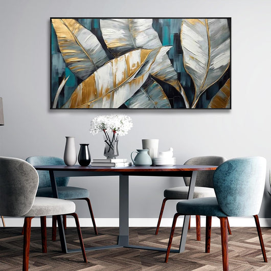 Cuadro Abstracto Hojas de Plátano Dorado Verde - Arte Moderno en Lienzo para Sala y Dormitorio - Image 7