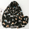 Bufanda Térmica de Algodón y Lino con Diseño de Gatos - Accesorio Fashion