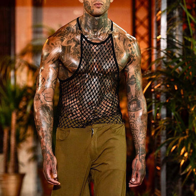 Chaleco de Malla Transparente Estilo Europeo y Americano para Hombre - Image 4