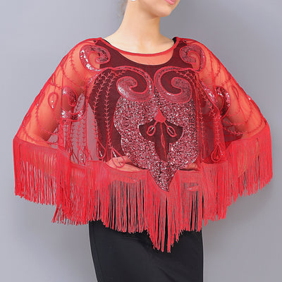 Blusa Capa Suelta con Flecos y Lentejuelas - Malla Transparente - Image 17