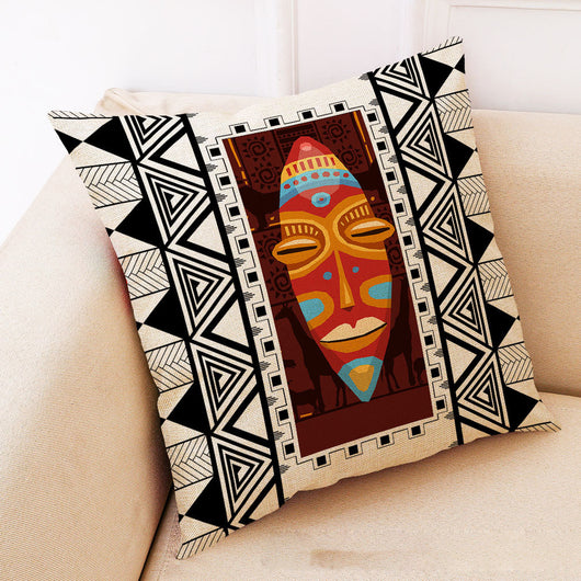 Funda de Almohada Geométrica de Algodón y Lino con Bordado Artístico - Image 4