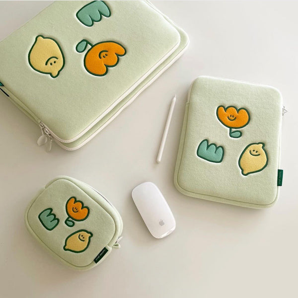 Bolsa para Laptop con Bordado de Flores de Limón - Diseño Exclusivo