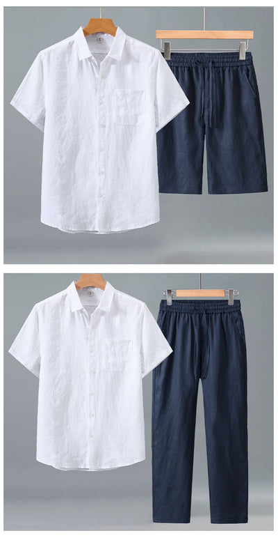 Camisa de Lino Manga Corta para Hombre - Traje Ejecutivo - Image 20