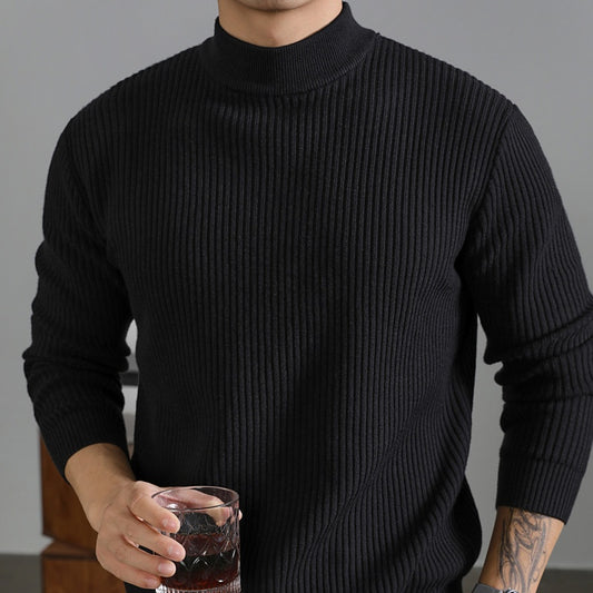 Suéter Cuello Tortuga Coreano para Hombre con Rayas Verticales