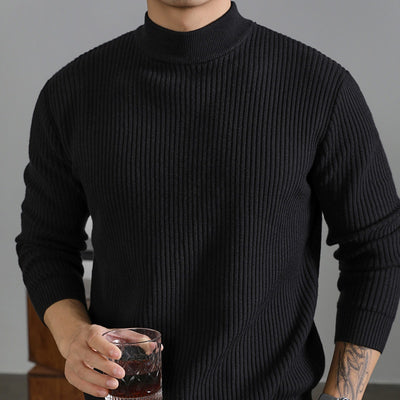 Suéter Cuello Tortuga Coreano para Hombre con Rayas Verticales