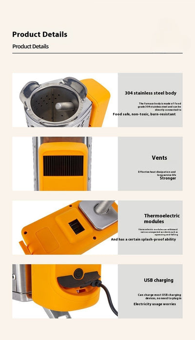 Estufa Portátil de Leña con Generador Térmico para Camping y Asados - Image 15