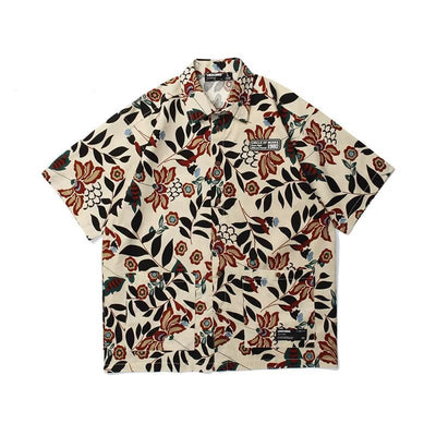Camisa Retro Floral Estampado Completo Manga Corta Unisex - Image 9