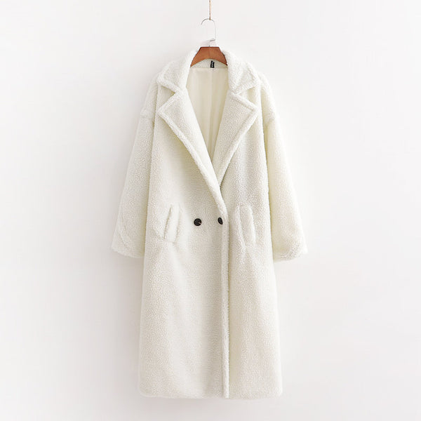 Abrigo Largo Térmico de Peluche Artificial para Mujer - Manga Larga Acolchado