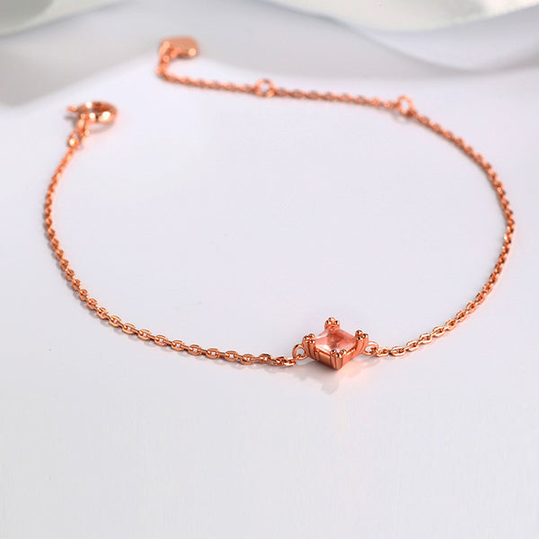 Pulsera de Cristal Cuarzo Rosa Oro Rosado