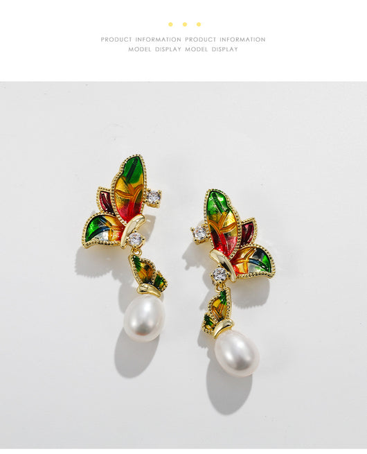 Conjunto de Tres Piezas: Collar, Anillo y Aretes de Perla de Agua Dulce con Diseño de Mariposa - Image 11