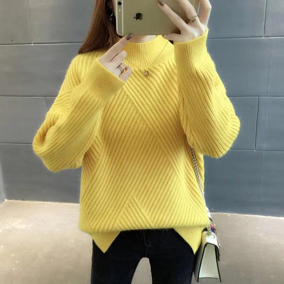 Suéter Holgado Cuello Alto Medio para Mujer