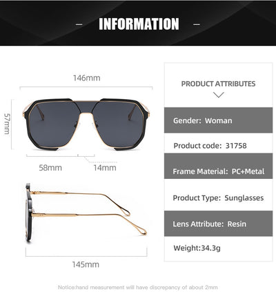 Black and gold polygon sunglasses with dark gray lenses, featuring a trendy concave design and anti-blue light properties. - Image 14