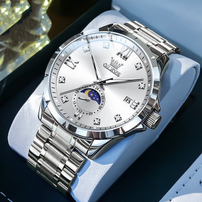 Reloj de Cuarzo para Hombre con Diamantes y Calendario - Elegancia Ejecutiva