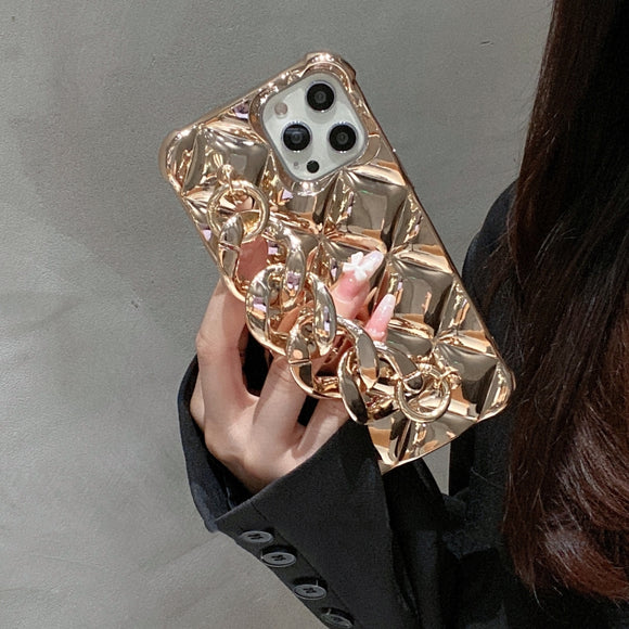 Funda para Celular con Cadena Dorada a Prueba de Caídas