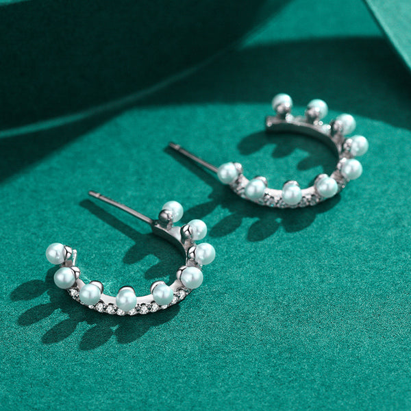 Aretes de Perla Curva en Plata 925 Esterlina