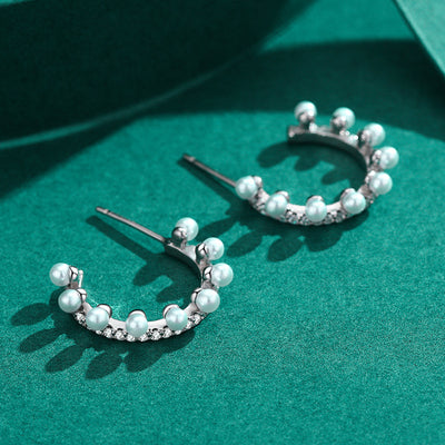 Aretes de Perla Curva en Plata 925 Esterlina