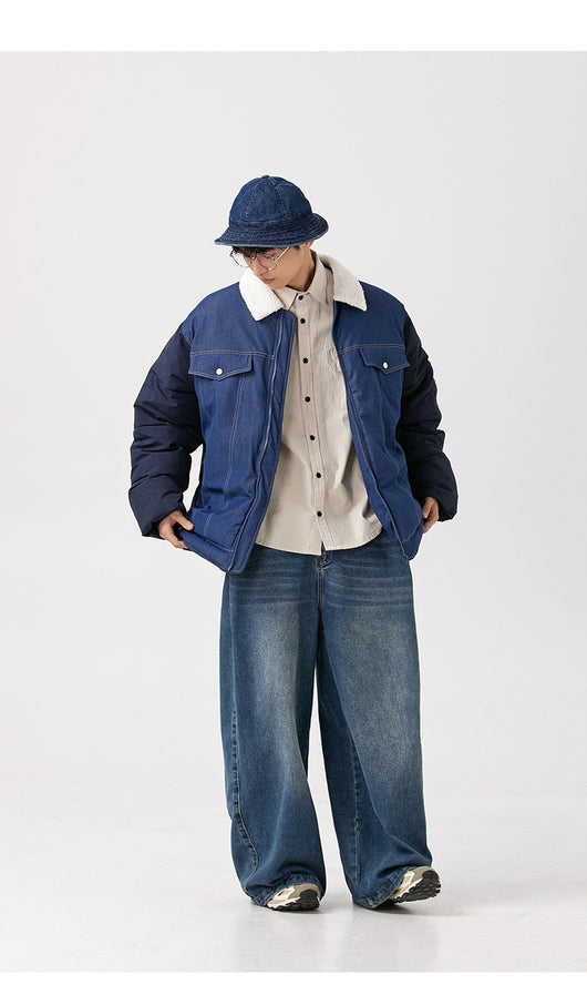 Abrigo Denim Acolchado Retro Americano para Hombre - Image 24