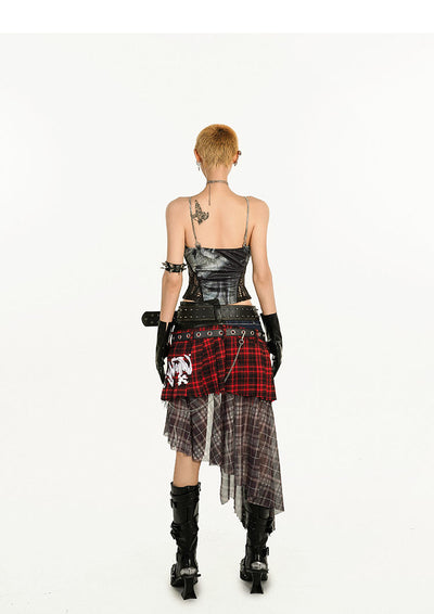 Falda Escocesa con Doble Cinturón para Mujer - Image 17
