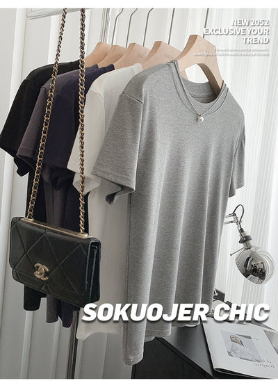 Blusa Ajustada de Modal para Mujer - Manga Corta Elástica Cuello Redondo - Image 19