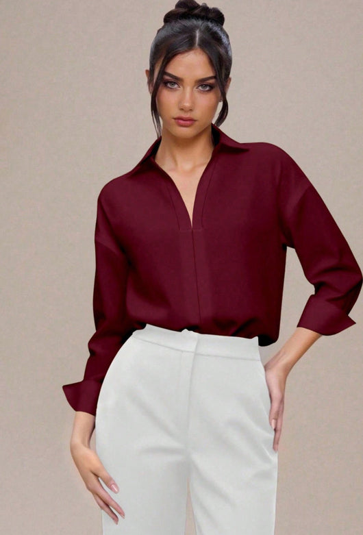 Blusa Entallada Cuello Mao Manga Tres Cuartos para Mujer - Image 15