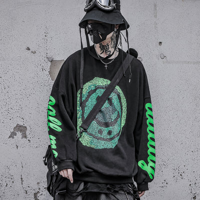Suéter para Hombre con Estampado de Cara Sonriente Abstracta - Image 9