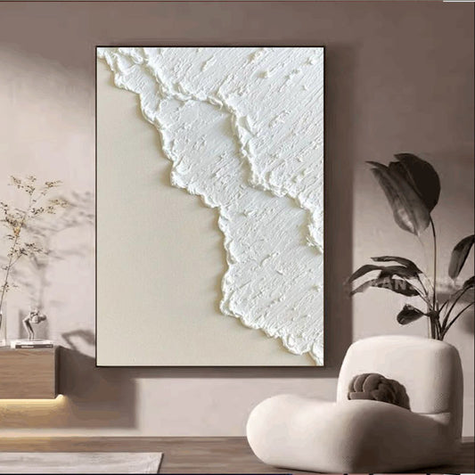 Cuadro Óleo Tridimensional Blanco Pintado a Mano