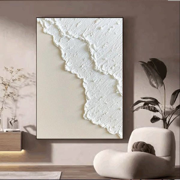 Cuadro Óleo Tridimensional Blanco Pintado a Mano