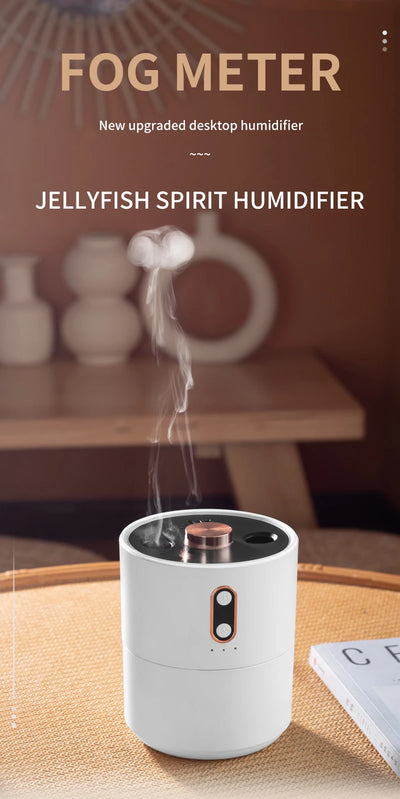 White cylindrical desktop humidifier with rose gold accents, black top, and front control buttons. - Image 9