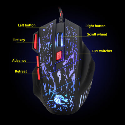 Ratón Gaming Luminoso con Efecto Agua Fractal - Conexión Alámbrica - Image 5